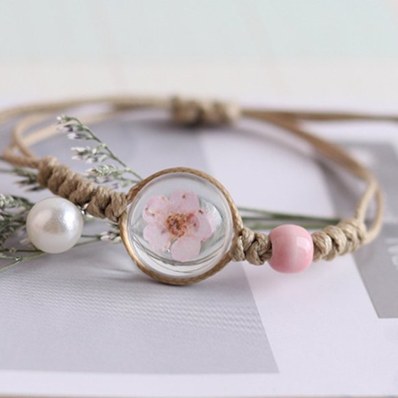 Unbranded Jewelry - Pink Crystal Cherry Blossom Rope Bracelet